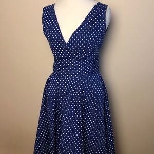 NWOT Blue and White polka dot pinup dress
